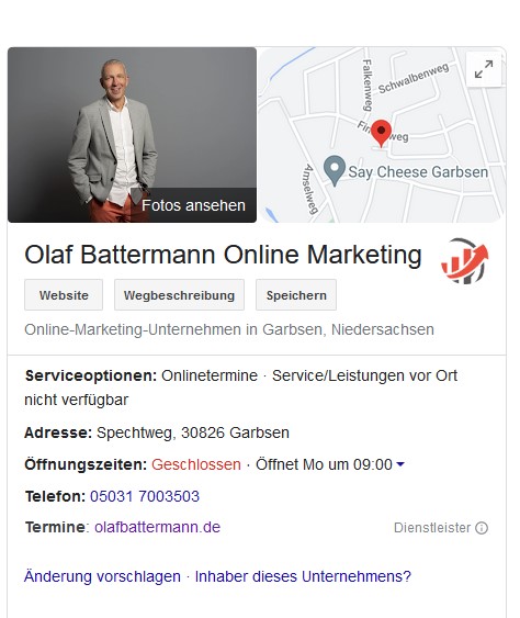 Google My Businesss Eintrag Olaf Battermann