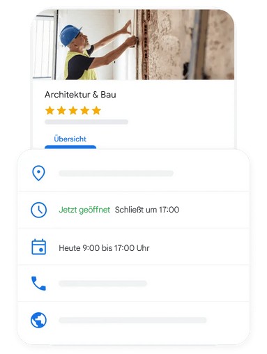 Bild zeigt Info über NAP Daten Darstellung Google Unternehmensprofil 